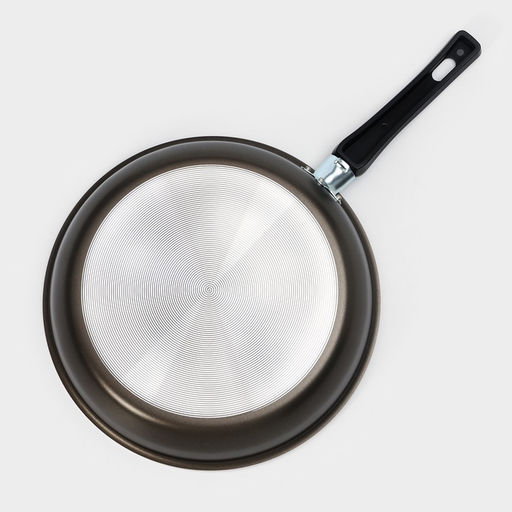 Сковорода «Классика атлас», d=26 см, пластиковая ручка, стеклянная крышка, антипригарное покрытие, алюминий, коричневая