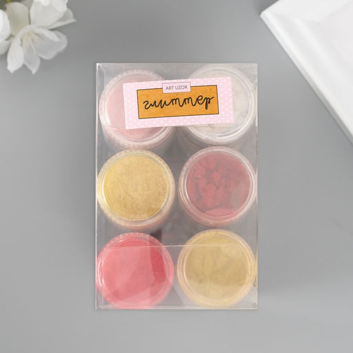 Глиттер для творчества «Пудра-втирка. Краски осени», набор 36 шт. в баночка - 1 г, 6×9×8 см