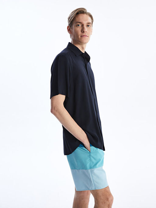 K?sa Boy Renk Bloklu Erkek Deniz ?ortu