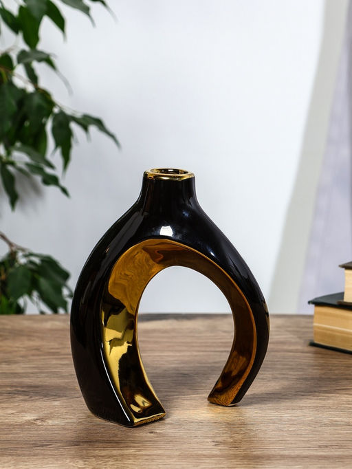 Ваза для цветов «Лари», набор 2 шт., 22×20 см, d=4 см, керамика, чёрная