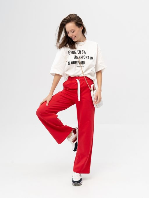 Брюки футер 2-х нитка пенье.арт.1076-3,красные - Binita фото 6