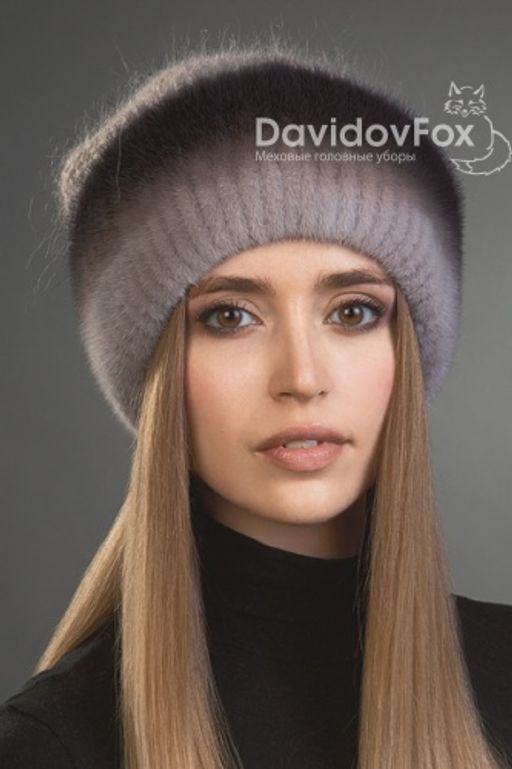 Шапка Оливия норка трикотаж капучино градэ