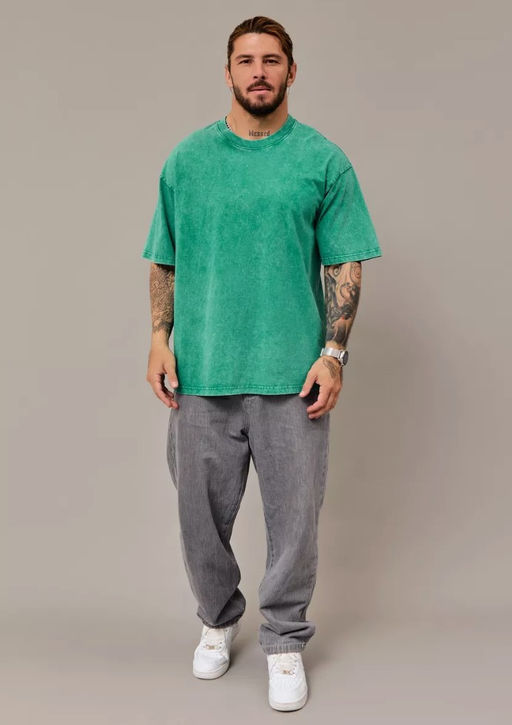 KM1841 Футболка OVER SIZE ЗЕЛЕНЫЙ