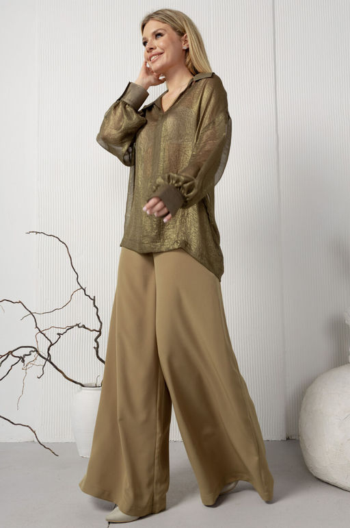 Блуза AMORI 6451 хаки с блеском  фото 4