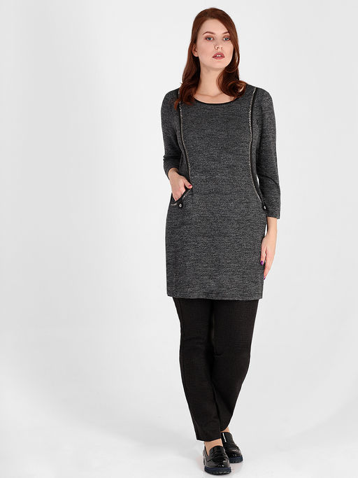 Туника темно-серая с карманами больших размеров - Almond фото 2