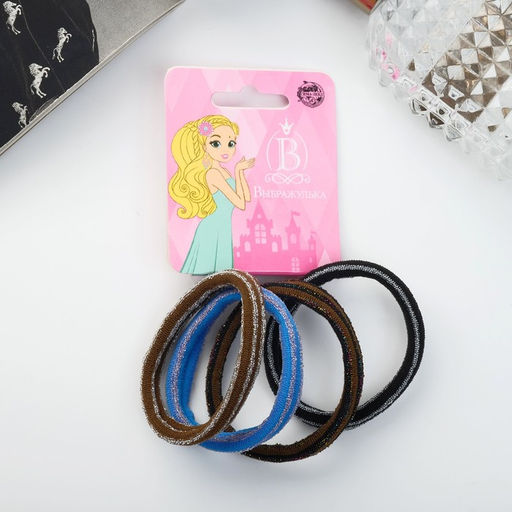 Цена за 12 шт. Резинки для волос «Спорт», набор 4 шт., полоски блеск, 5 см, тёмные