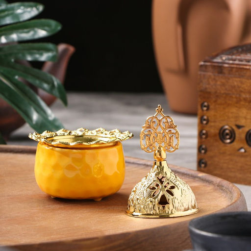 Курильница для благовоний порошковых и конусов TAKE IT EASY «Мешочек», жёлтый, 10.5×6.9 см