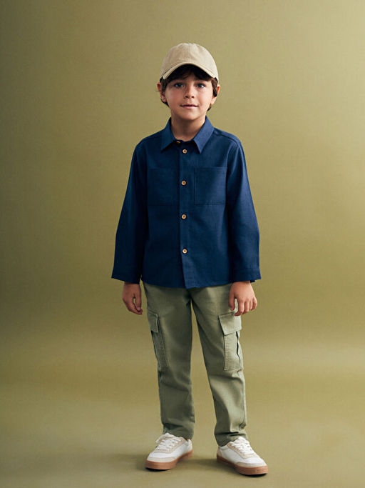 Basic Gabardin Uzun Kollu Erkek ?ocuk G?mlek