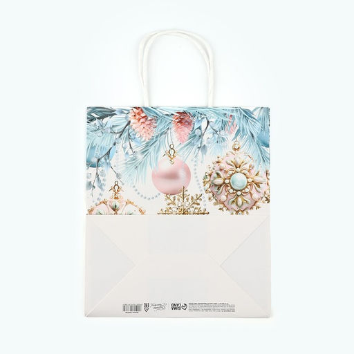 Пакет подарочный новогодний «Поздравляю С Новым годом», белый крафт, 22 х 25 х 12 см