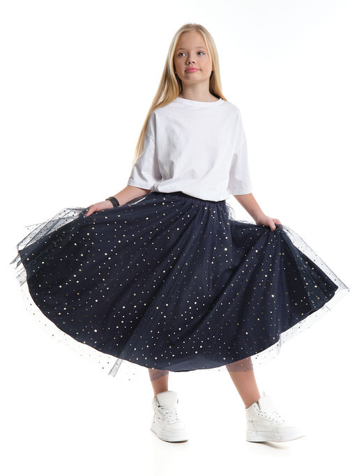 Юбка пачка длинная из фатина 22-7608 черный/зол. звезды - Mini maxi фото 19