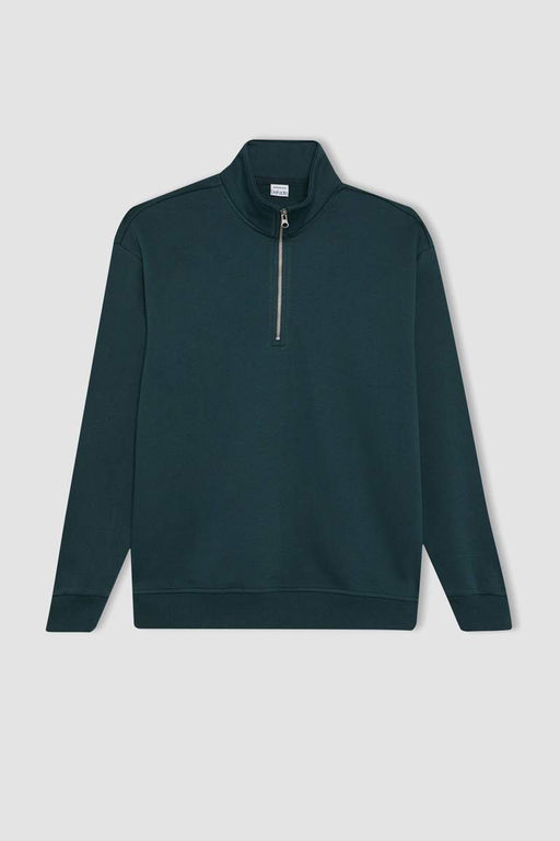 Толстовка Comfort Fit на молнии с воротником-стойкой - Defacto фото 7