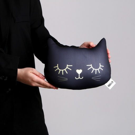 Подушка декоративная антистресс «Котик», чёрный