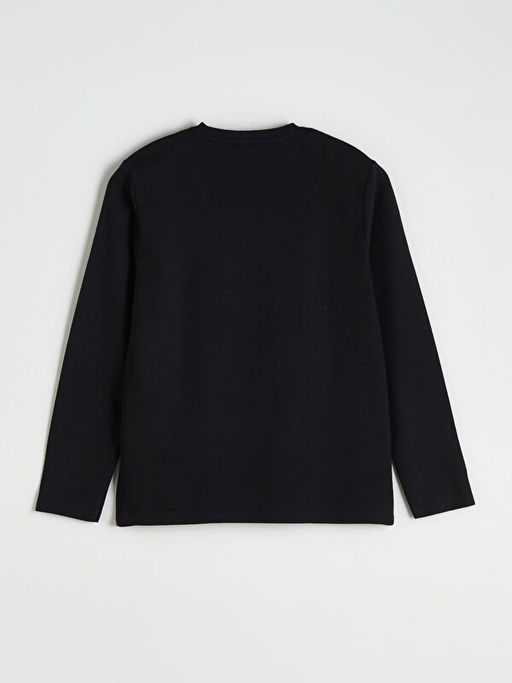 Bisiklet Yaka Bask?l? Erkek Sweatshirt