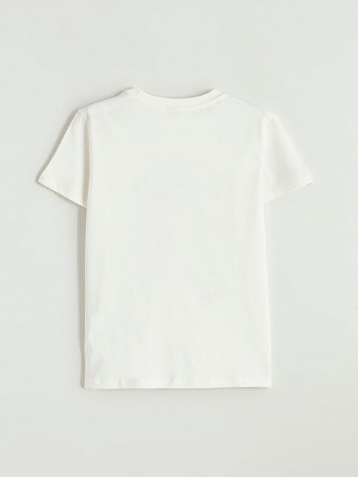 Bisiklet Yaka Bask?l? K?z ?ocuk Ti??rt