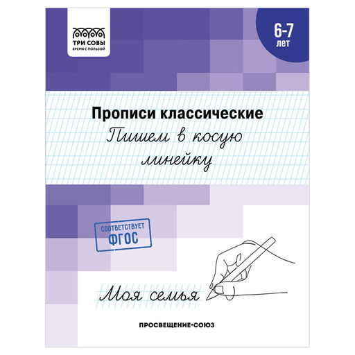 Цена за 2 шт. Пропись ТРИ СОВЫ А5 "Пишем в косую линейку" 6-7 лет (ПрА5_16_58376) 16стр.