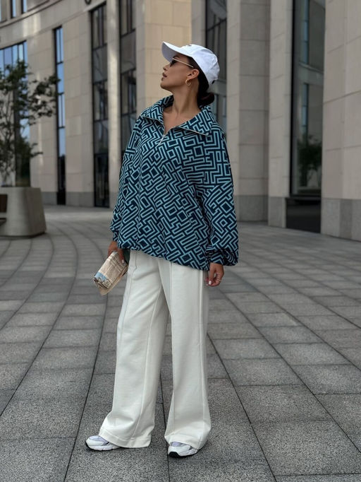 Джемпер DilanaVIP 2121 сине-голубой принт - Dilana vip фото 3