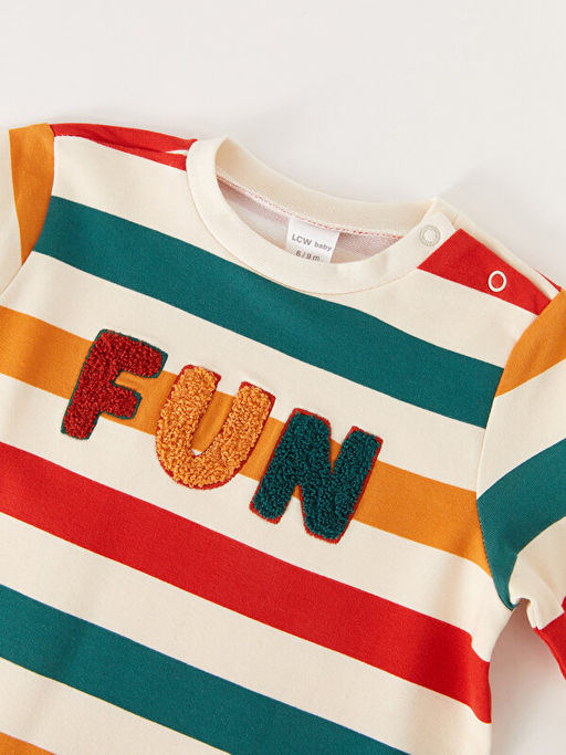 Bisiklet Yaka Uzun Kollu ?izgili Erkek Bebek Tulum - Waikiki фото 3