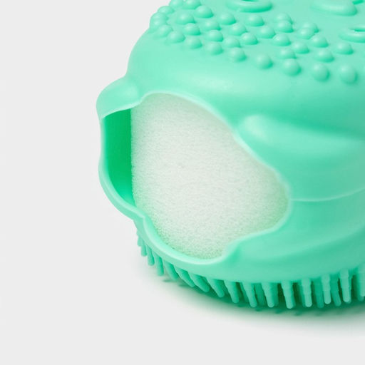 Щётка массажная силиконовая для тела с поролоном Доляна «Мышонок», зелёная