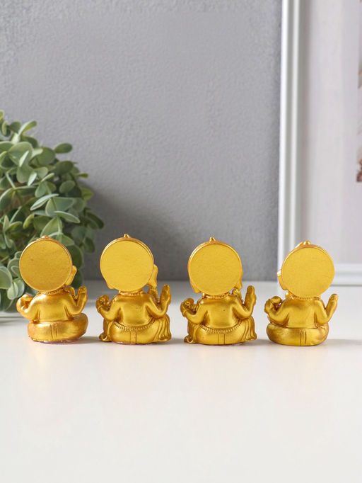 Набор фигурок 4 шт. «Ганеша», полистоун под золото, 3.5×4.4×6.2 см