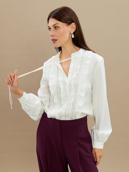 Блузка с рюшами OD-976-1 белый