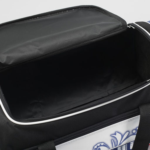 Сумка спортивная на молнии, наружный карман, длинный ремень, средний размер, чёрная, триколор