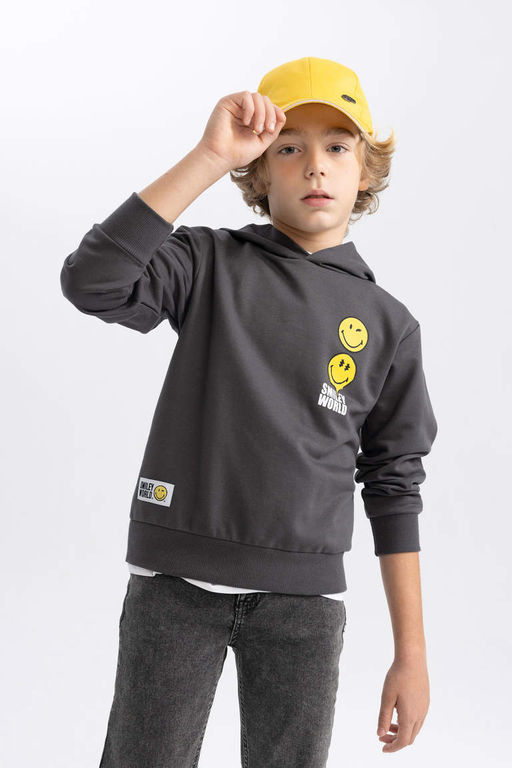 Толстовка с капюшоном SmileyWorld для мальчиков - Defacto фото 3
