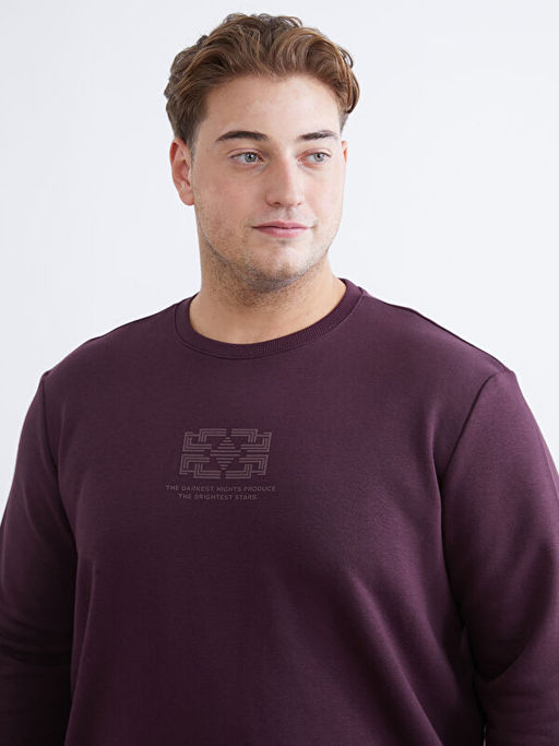 Bisiklet Yaka Bask?l? Erkek Sweatshirt