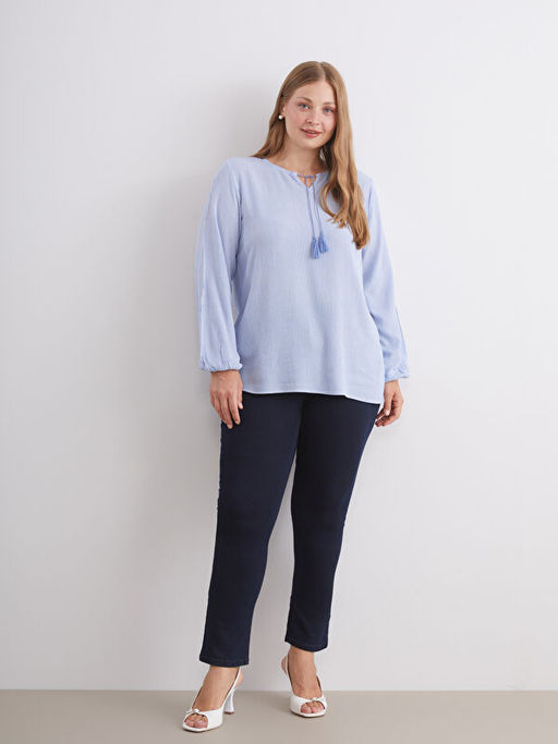 Ba?lamal? Yaka ?izgili Bluz