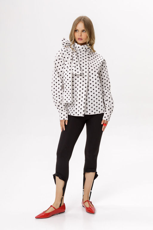 Блуза Pirs 6652 белый в горохи