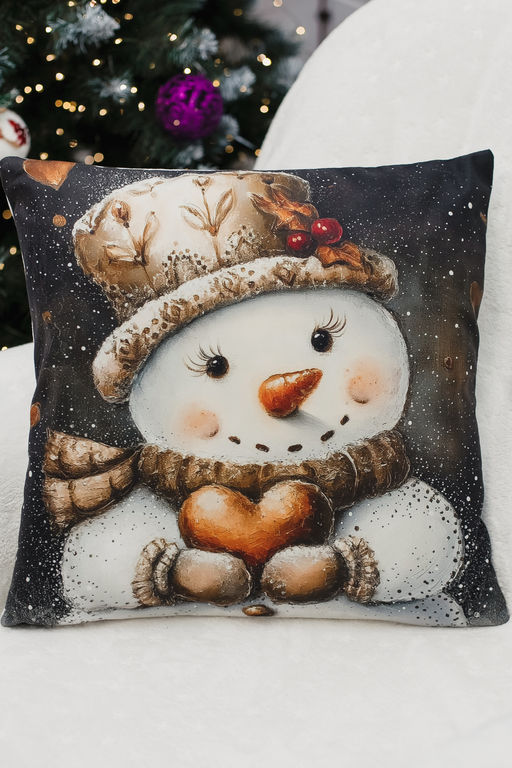 Наволочка декоративная новогодняя 2 шт 3D эффект велюр