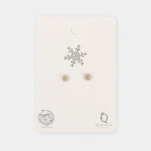 Серьги Варежки висячие, цвет красно-белый в золоте - Queen fair фото 3