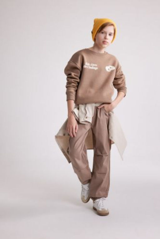 Erkek Cocuk Bagc?kl? Beli ve Pacas? Lastikli Cepli Jogger Gabardin Pantolon