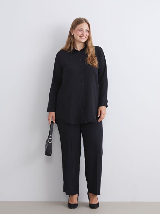 Geni? Pa?a Pileli Kad?n Pantolon