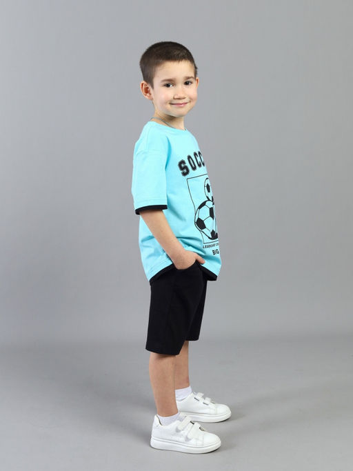 CRB wear / CSKB 90298-40K Комплект для мальчика (футболка, шорты),бирюзовый/Ex.Cherubino фото 2