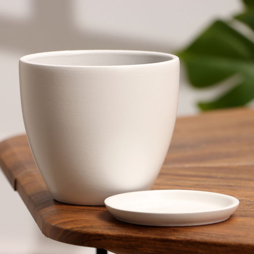 Горшок для цветов Колор гейм, керамический, с поддоном, 800 мл, белый - Simaland фото 2