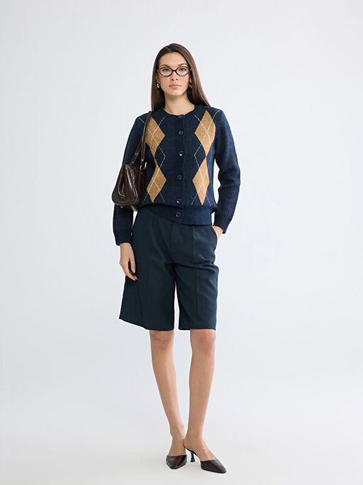 Bisiklet Yaka Baklava Desenli Kad?n Triko H?rka