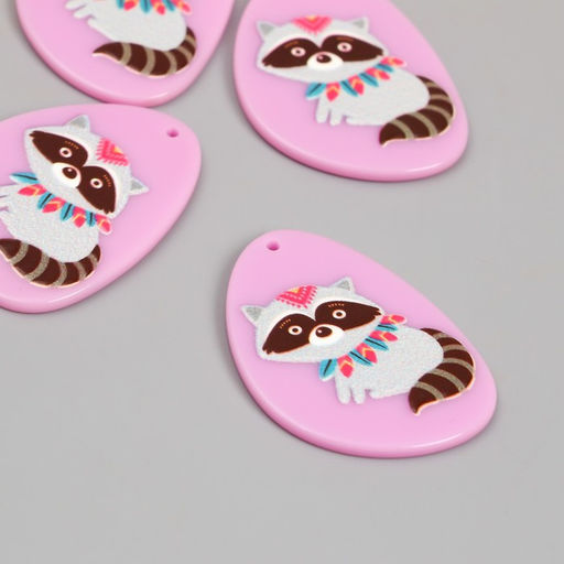 Цена за 4 шт. Декор для творчества акрил «Енот-индеец», 0.2×2.9×4 см