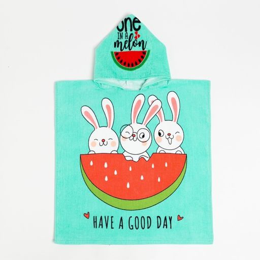 Полотенце-пончо детское махровое Крошка Я Зайчики 60х120см, 100% хлопок, 300гр/м2  фото 23