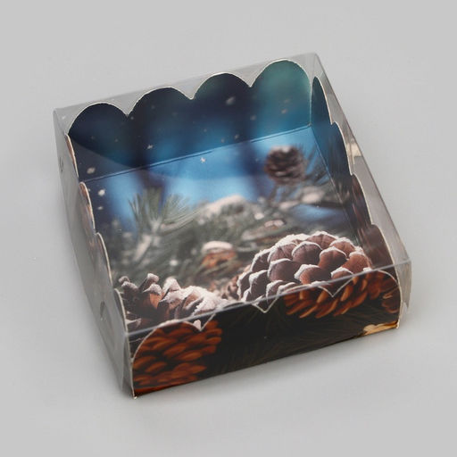 Цена за 5 шт. Коробка для печенья, кондитерская новогодняя упаковка «С Новым годом!», 7×7×3 см