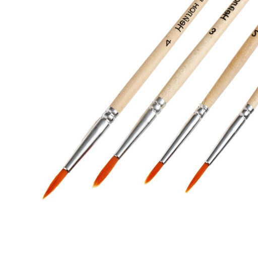 Набор кистей для рисования, нейлон, 4 штуки: № 1, 2, 3, 4, круглые, деревянная ручка, международный размер