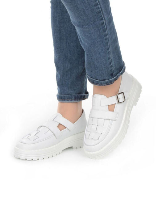 03-PDA165-1 WHITE Полуботинки женские (натуральная кожа)