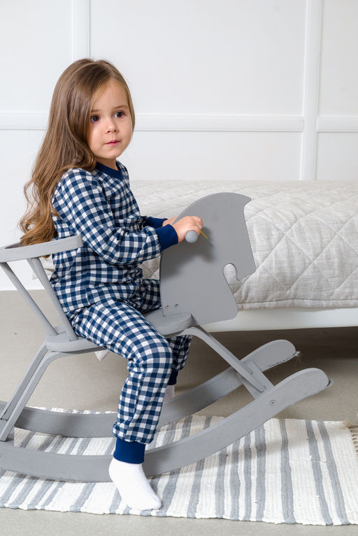 Пижама подростковая из кулирки пенье на манжетах Дрёма клетка синяя - Амадэль фото 29