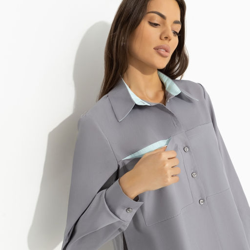 Рубашка свободная с контрастными вставками Говорите обо мне (мятный) - Charutti фото 3