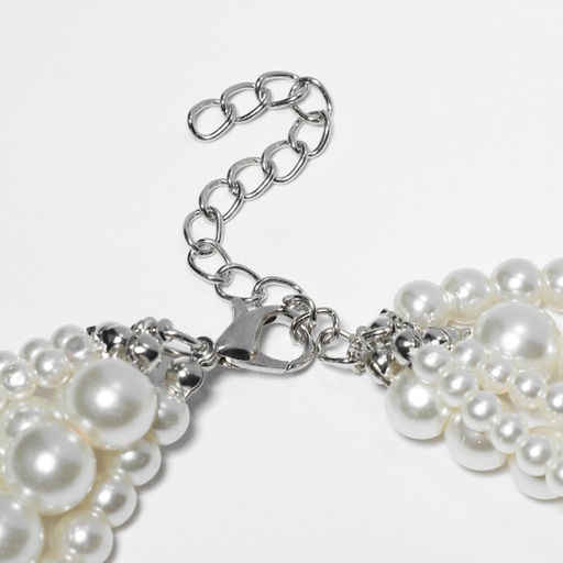 Бусы «Жемчуг», многоярусный 5 нитей, бусины №4, 6, 8, 10, цвет молочный в серебре, 70 см