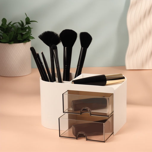 Органайзер для хранения косметики, многоуровневый, 3 секции, 2 ящика, 18×10×10 см, белый, чёрный