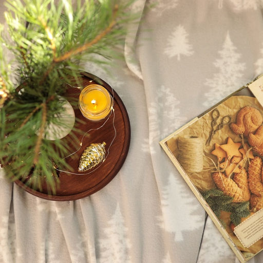 Плед флисовый новогодний Экономь и Я. Ёлочки, 150?180 см, пл. 160 г/м?