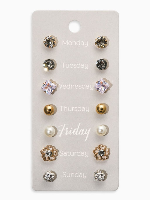 Серьги пусеты QF «На каждый день», 7 пар, набор вечеринка, миксы