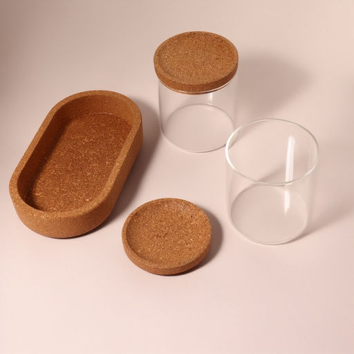 Набор органайзеров для ватных палочек и дисков, 17.5×10×10 см, прозрачный/коричневый