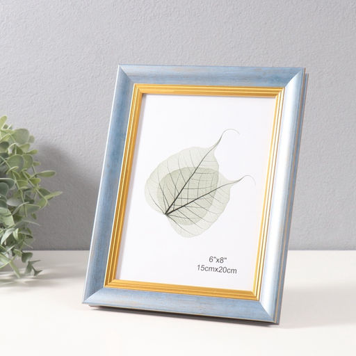 Фоторамка для фото 15×20 см «Габриэль», пластик, синяя с золотой полосой, 2.2×19×24 см