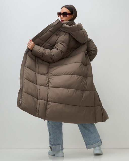 Пальто зимнее Visdeer 7729SK женское утепленное 240 г/м² светло-коричневое  фото 20